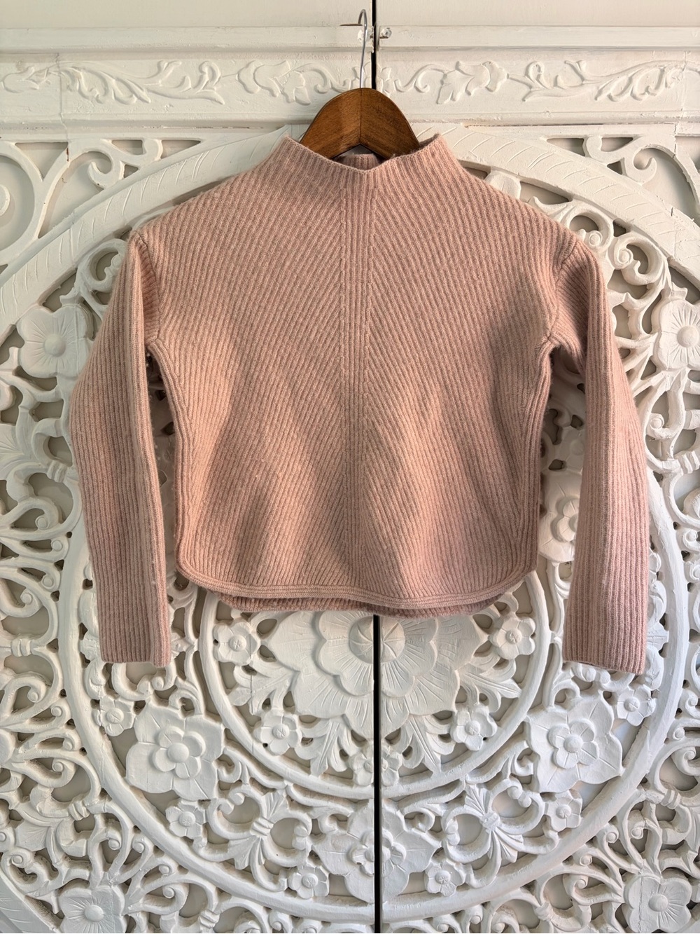 Aritzia Babaton Chalmers Sweater Pink Wool Linen Mock Neck XXS